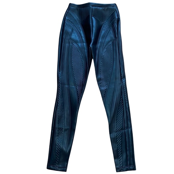 Mugler Shiny Embossed Black Legging Pant Size 40 - Picture 5 of 11